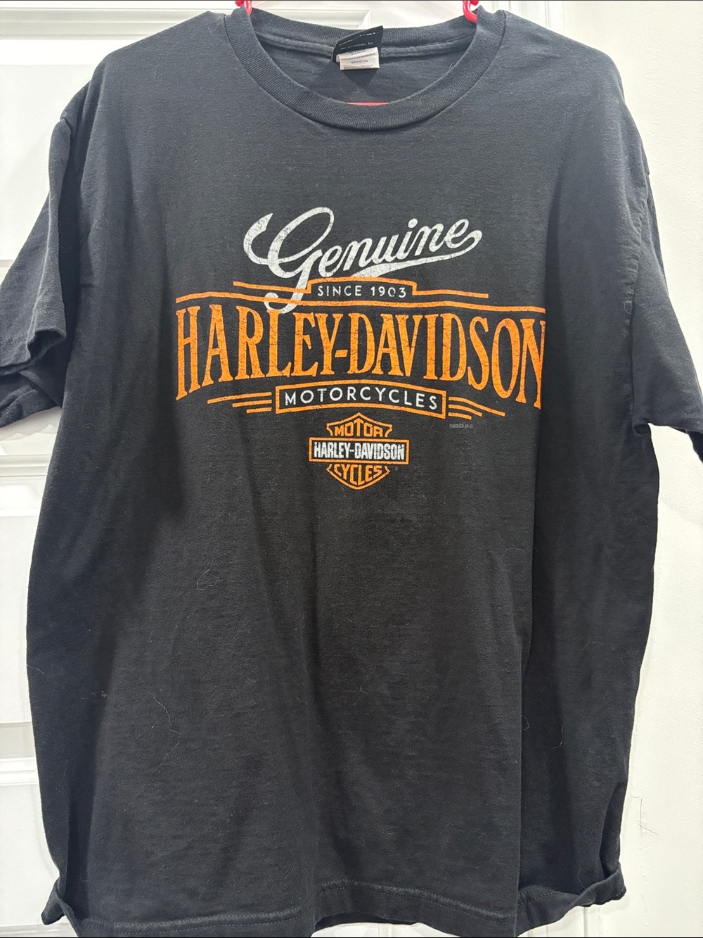 Harley-Davidson Black Tee with Orange & White Graphic